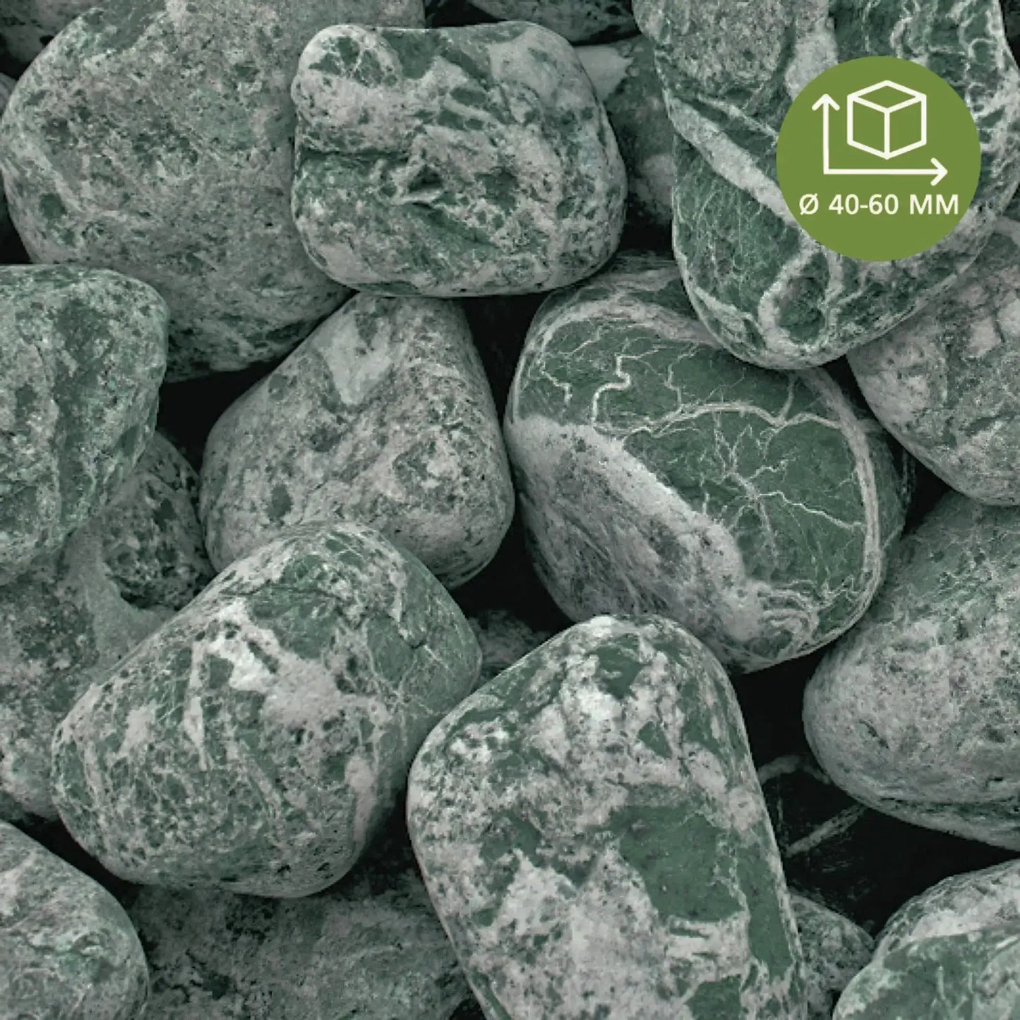 Gravier roulé VERT DES ALPES - 40/60 mm Minéral pierre naturelle
