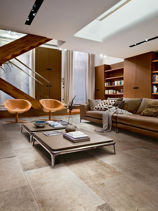 Grès cérame XXL effet pierre ROCHE ECRU Minéral pierre naturelle