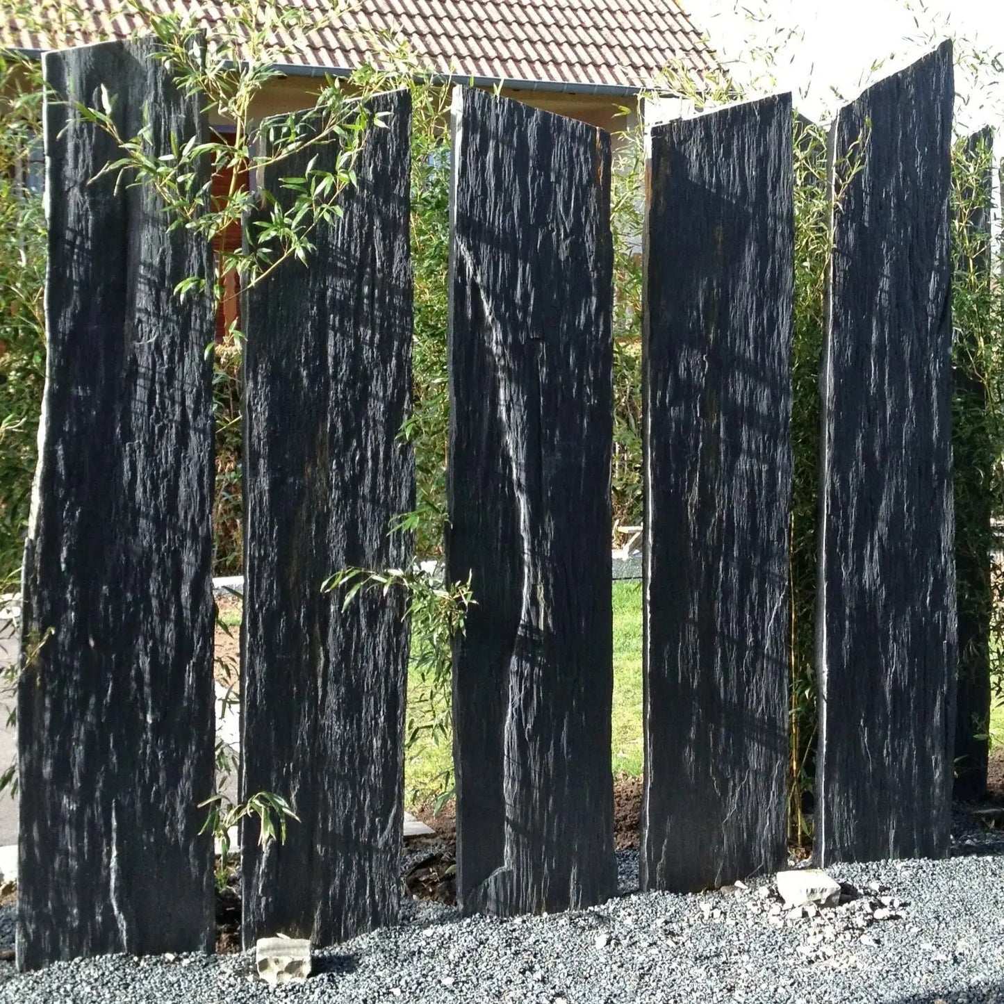 Brise vue en schiste BLACK SLATE AZUL bords bruts - Minéral Pierre Naturelle