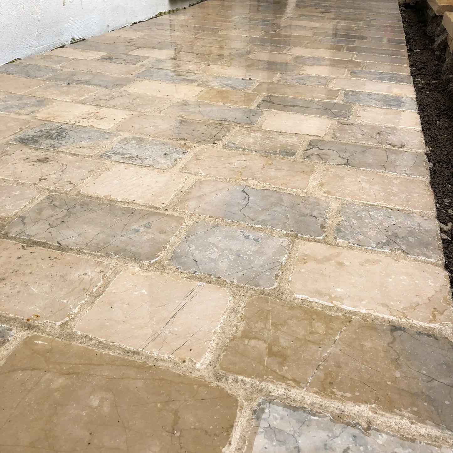 Pavé en pierre calcaire ALMENDRA MIX 3 formats - Minéral Pierre Naturelle