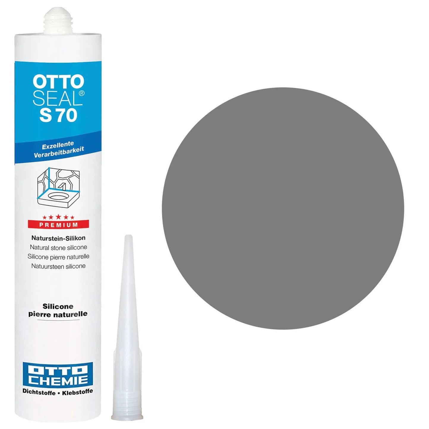 Silicone GRIS BETON pour pierre naturelle - OTTOSEAL S70 (310ml) - Minéral Pierre Naturelle