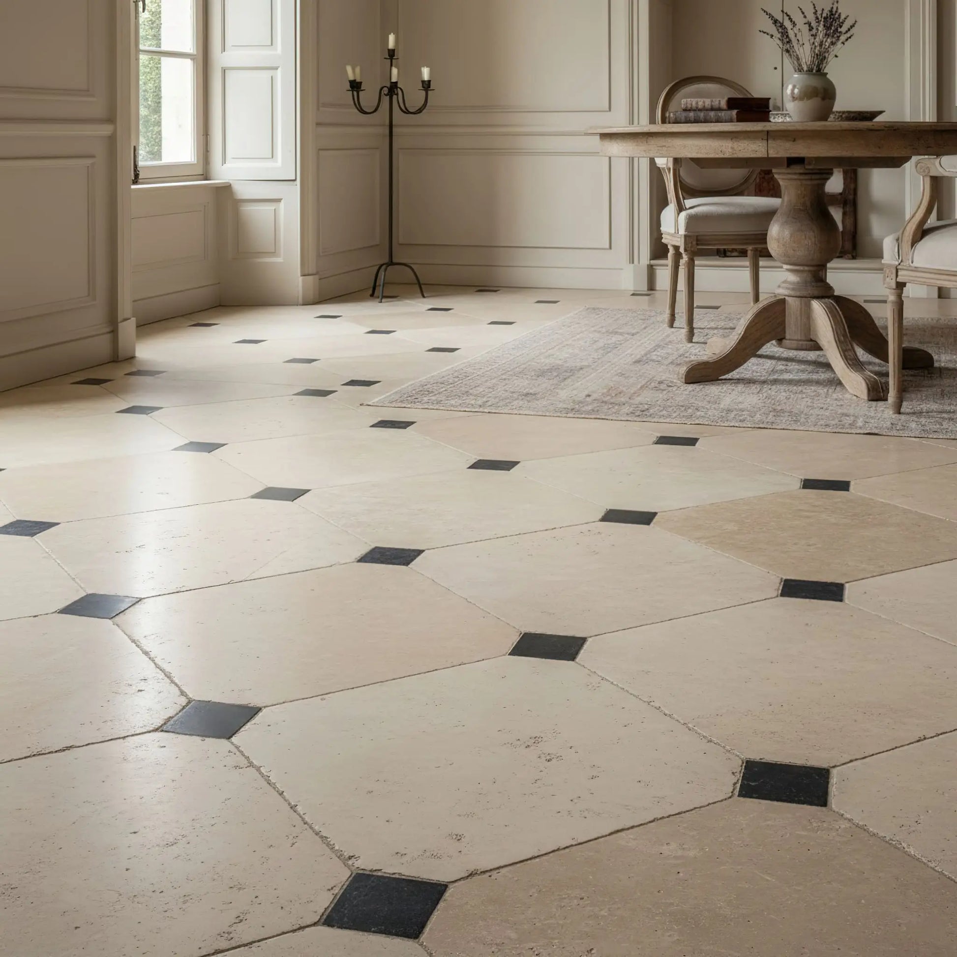 Dallage à cabochon en PIERRE CALCAIRE Minéral pierre naturelle