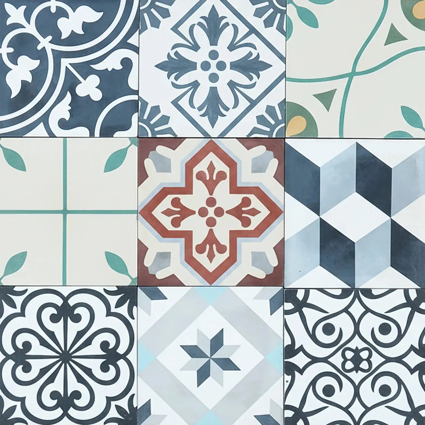 Carreaux de ciment véritables - Patchwork coloré Minéral pierre naturelle