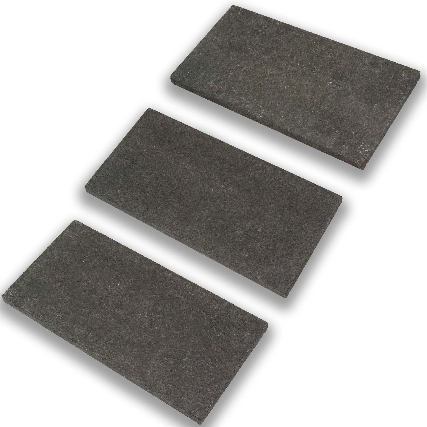 Couvre mur / couvertine en BASALTE SUPER BLACK sans larmiers, finition flammée, 60x40x3 cm