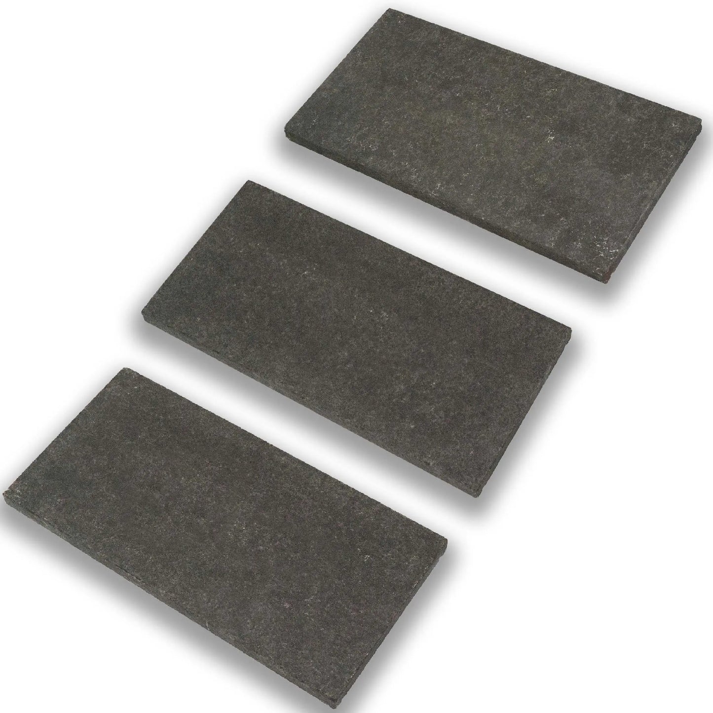 Couvre mur / couvertine en BASALTE SUPER BLACK sans larmiers, finition flammée, 60x40x3 cm