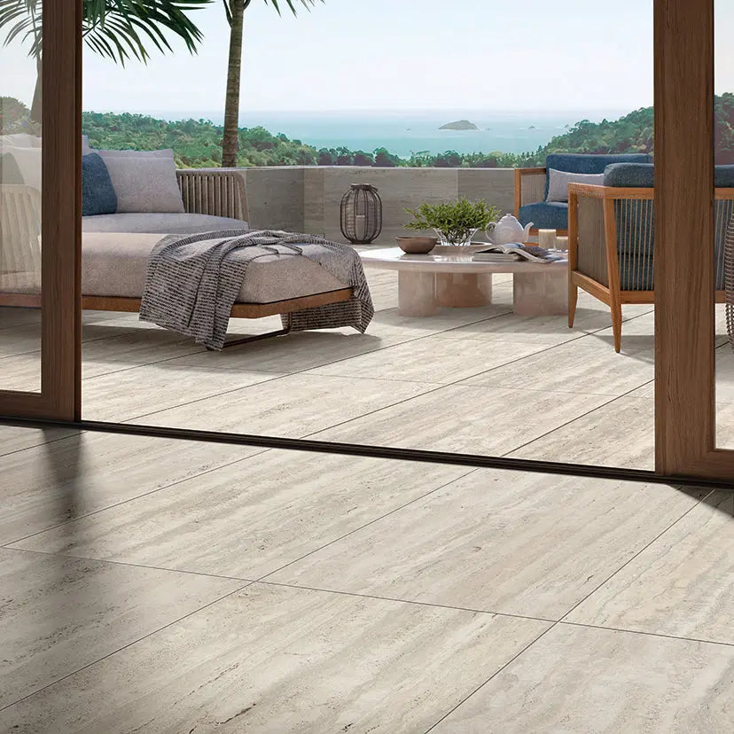 Grès cérame effet TRAVERTIN LIGHT - Minéral Pierre Naturelle