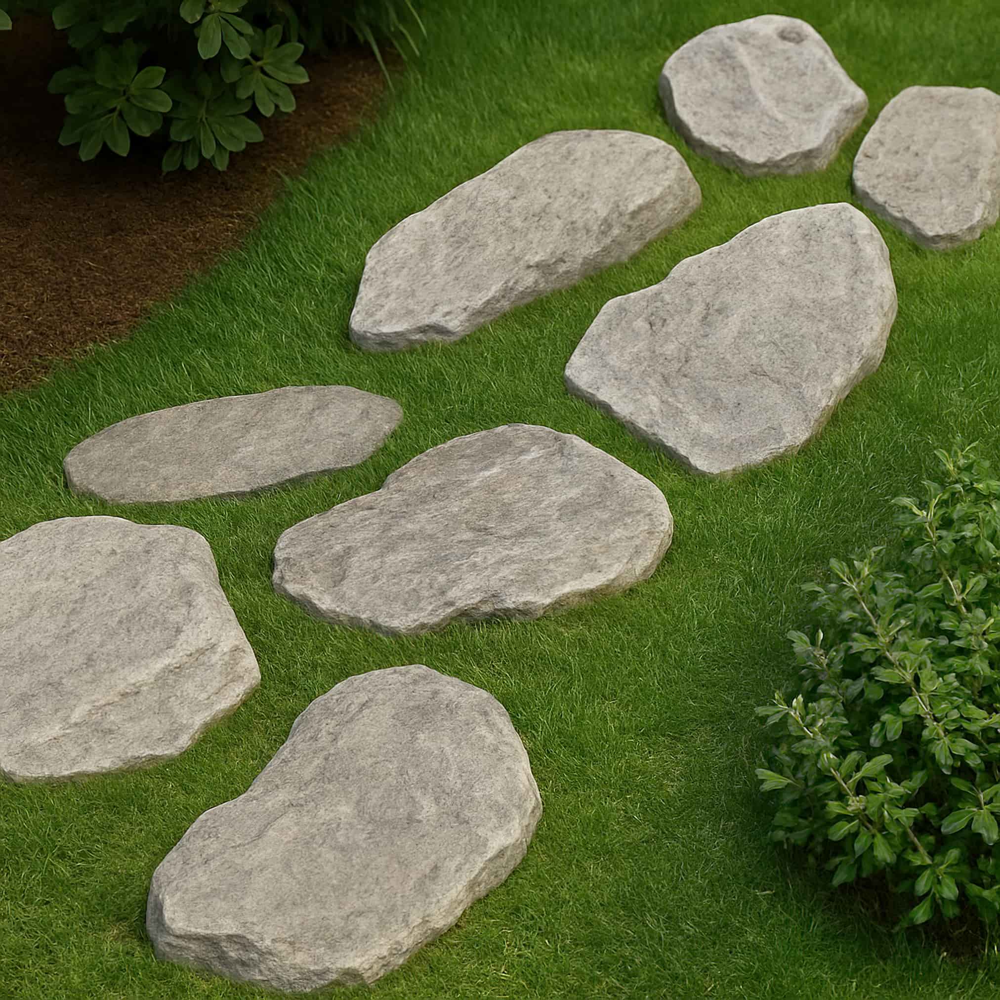 Pas Japonais Amovibles En Imitation Pierre DAO-UPPSE - Grands Dalles De Jardin Cyan (Rond), Lot De 4, Indestructibles Pour Allées Extérieures