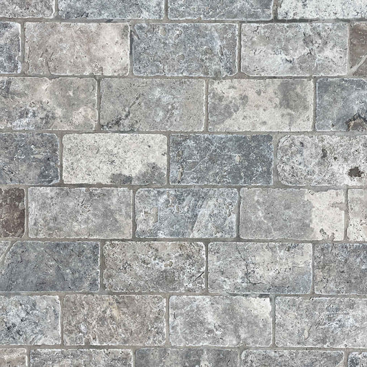 Pavé en TRAVERTIN SILVER - Minéral Pierre Naturelle