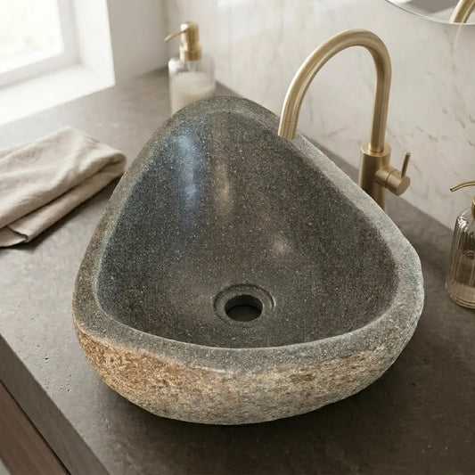 Vasque en GALET DE RIVIÈRE - petit modèle Minéral pierre naturelle