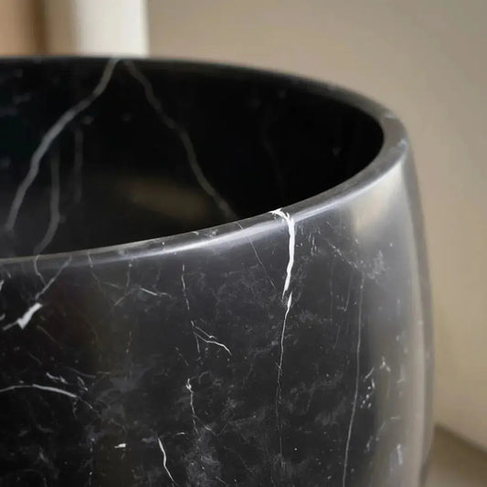 Vasque sur pied en marbre NOIR MARQUINA Minéral pierre naturelle
