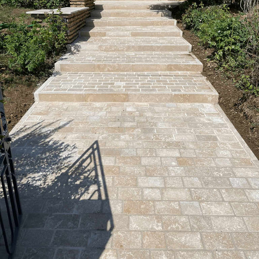 Pavé en pierre calcaire SINAI PEARL - Minéral Pierre Naturelle