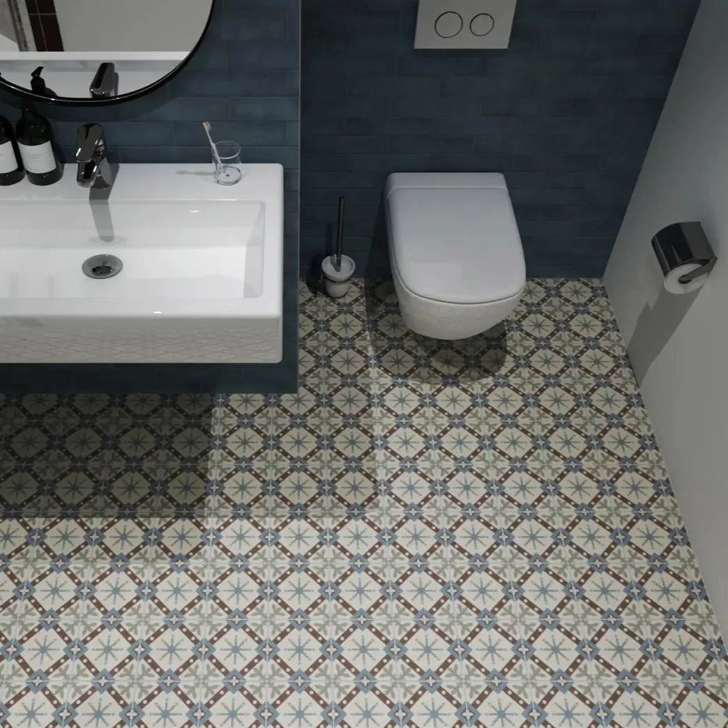 Carrelage effet carreau de ciment ancien CHARLES Minéral pierre naturelle