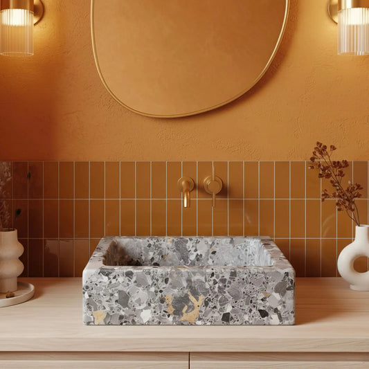 Vasque rectangulaire en marbre BRECCIA PARMA Minéral pierre naturelle