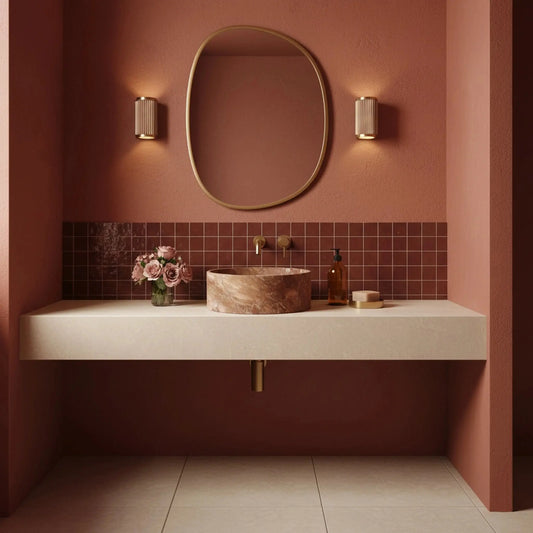 Vasque ronde en marbre ROUGE DUCESSA Minéral pierre naturelle