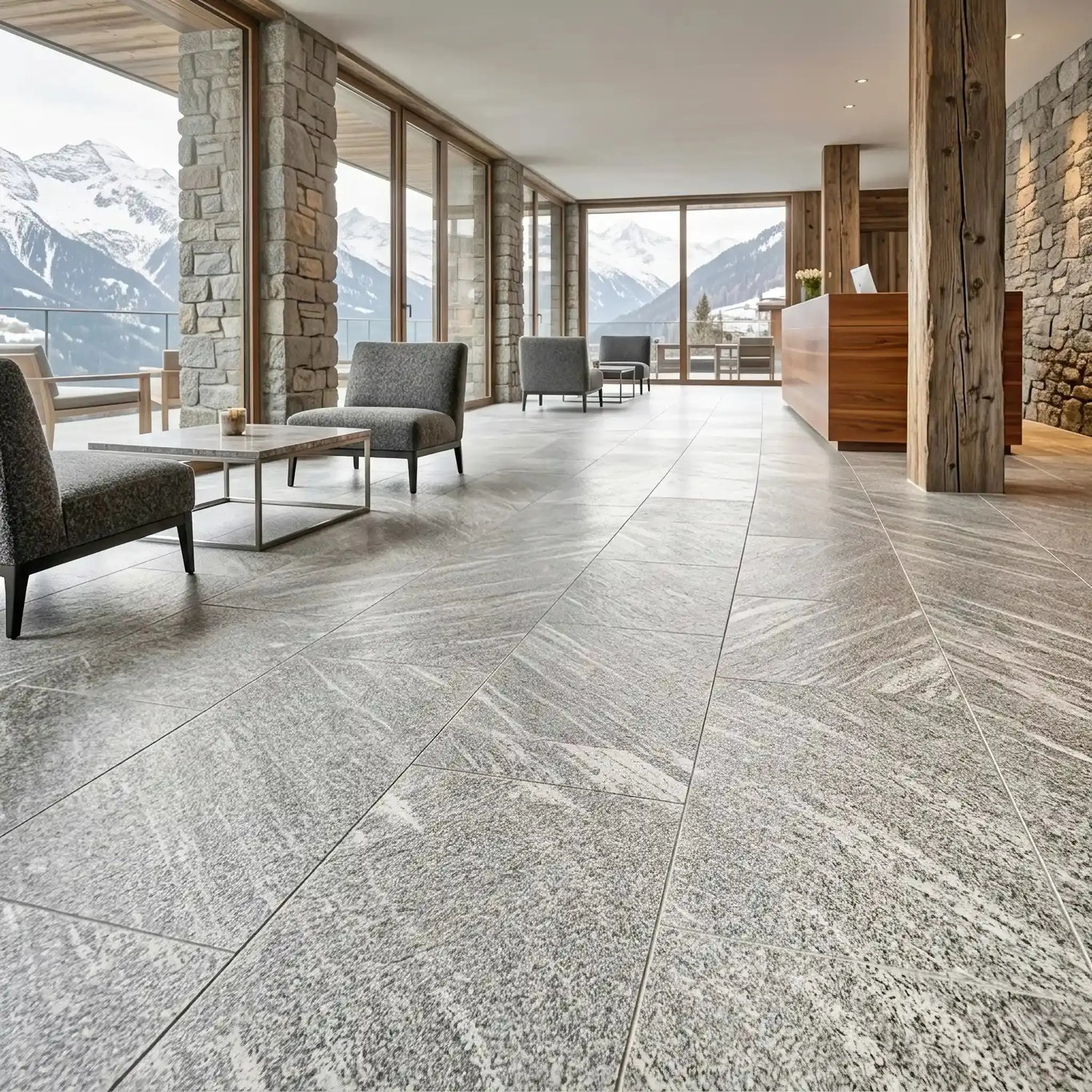 Dallage en Gneiss ALPINA WHITE Adouci Minéral pierre naturelle