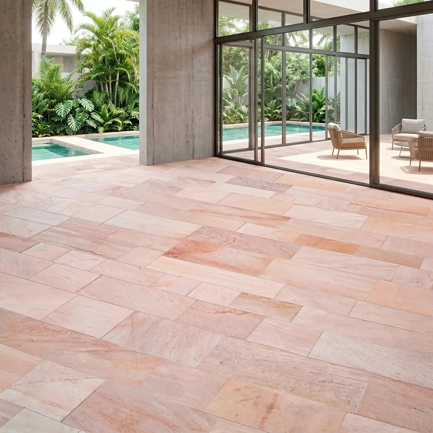 Dallage en QUARTZITE CORAL PINK Minéral pierre naturelle