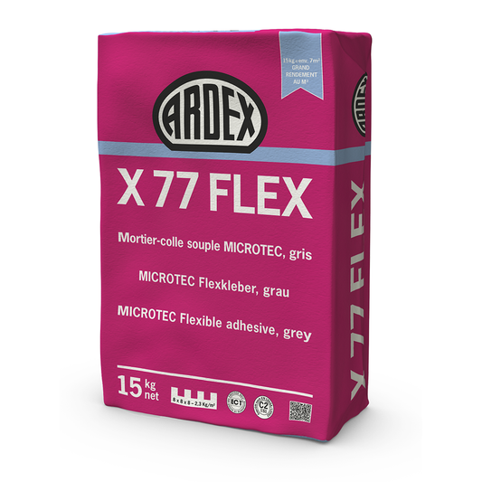 Mortier colle fibré - ARDEX X 77 FLEX (15 KG)