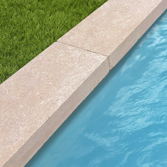 Margelle en pierre calcaire SINAI PEARL - Épaisseur 6 à 8 cm Minéral pierre naturelle