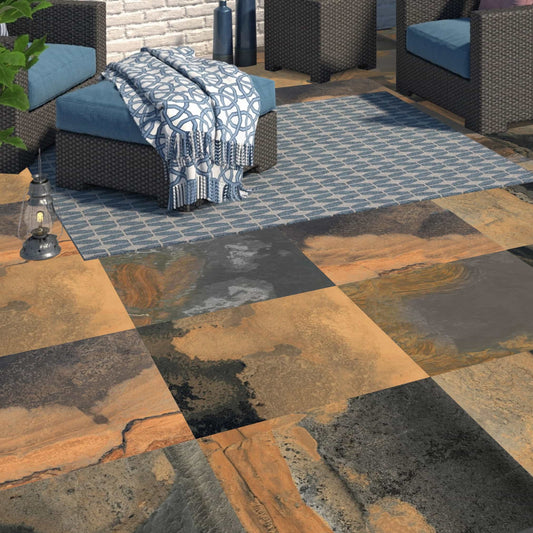 Carrelage extérieur effet pierre ARIZONA - 60 x 60 x 2 cm Minéral pierre naturelle