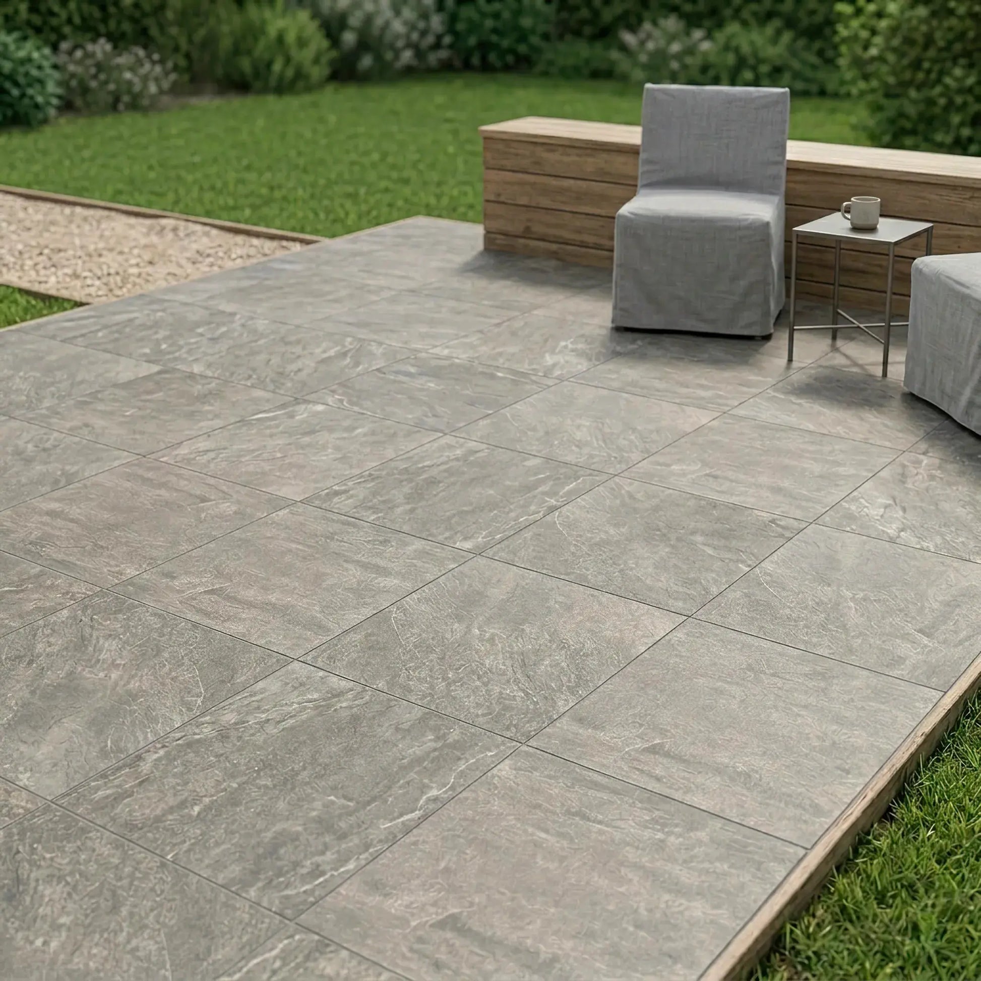 Carrelage extérieur effet pierre QUARTZITE AVOCADO - 60 x 60 x 2 cm Minéral pierre naturelle