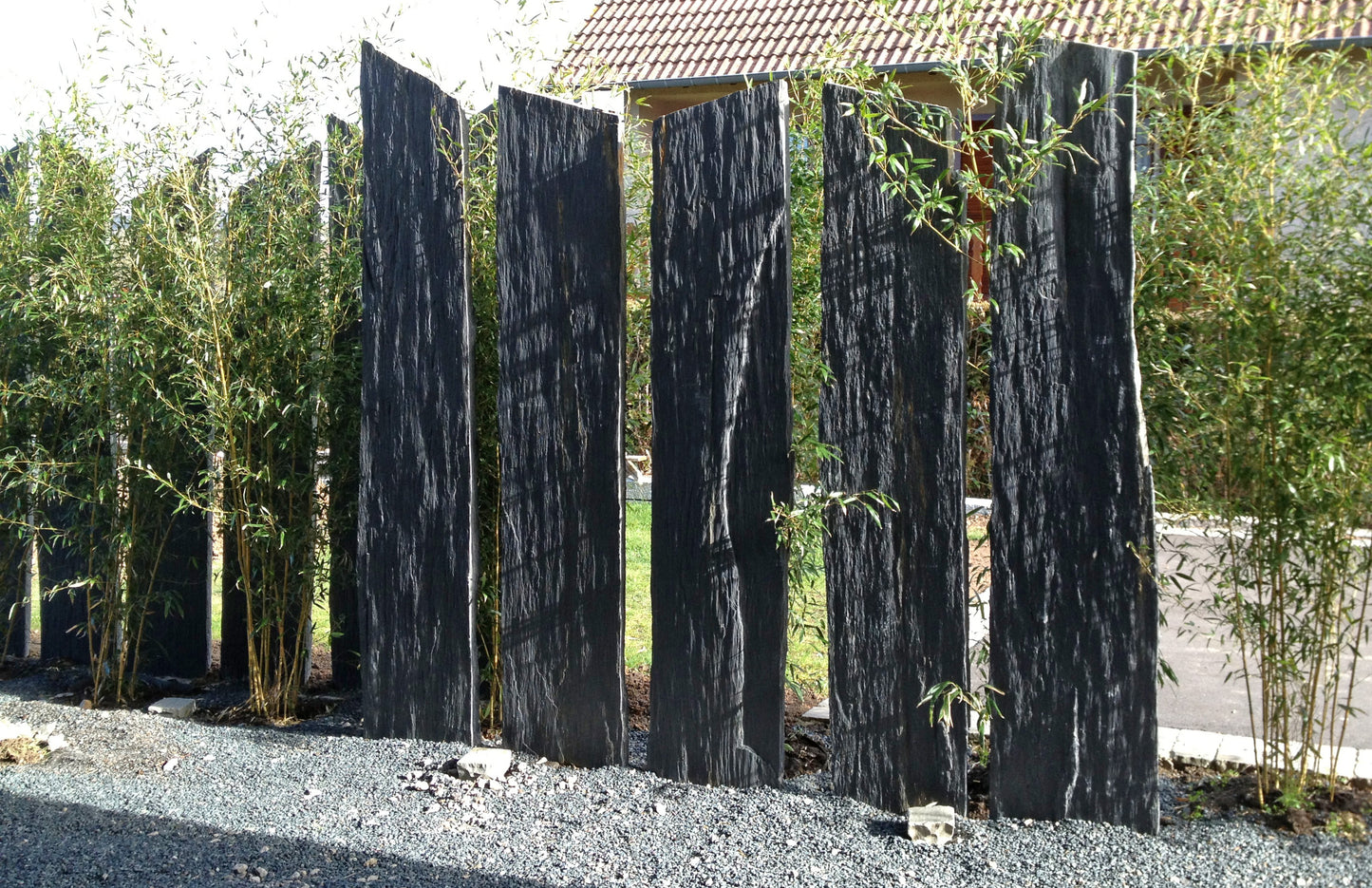 Brise vue en schiste BLACK SLATE AZUL bords bruts
