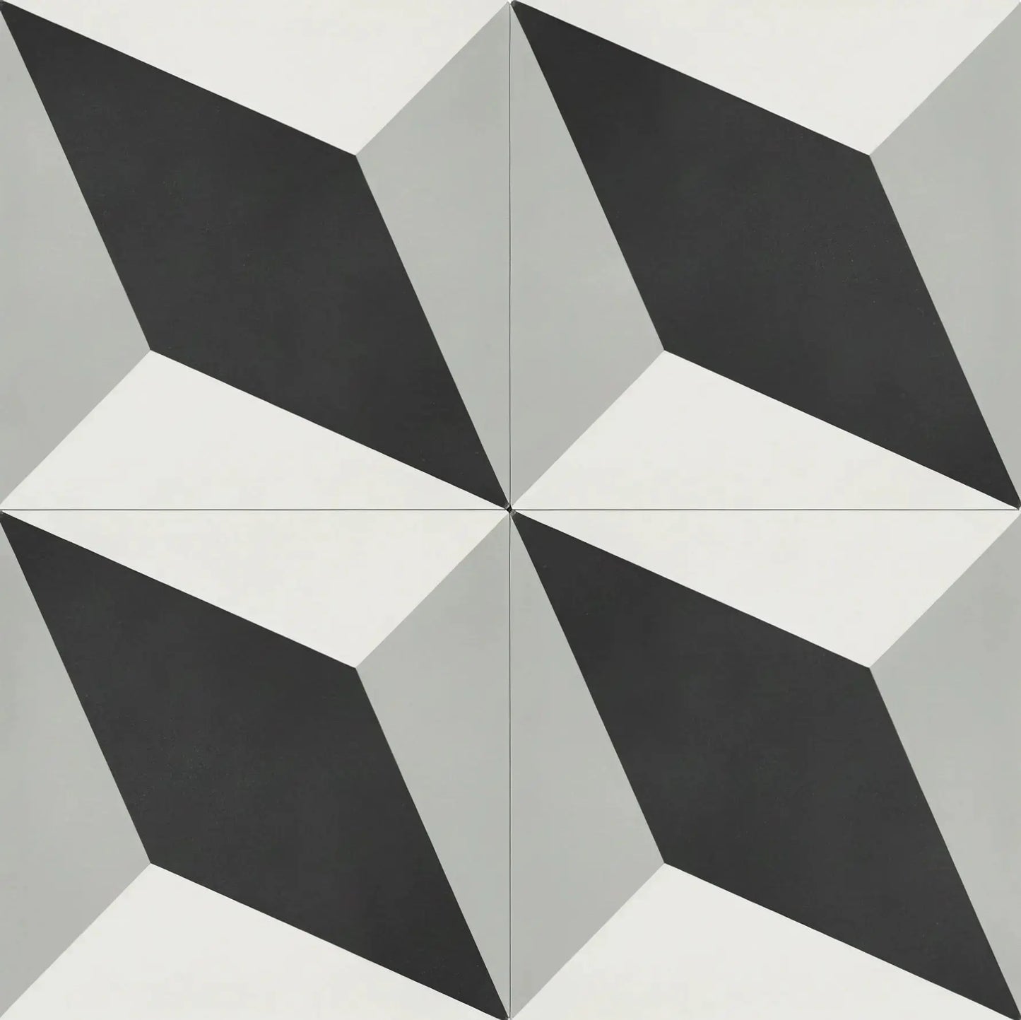 Carreaux de ciment véritables - Motif cube gris Minéral pierre naturelle