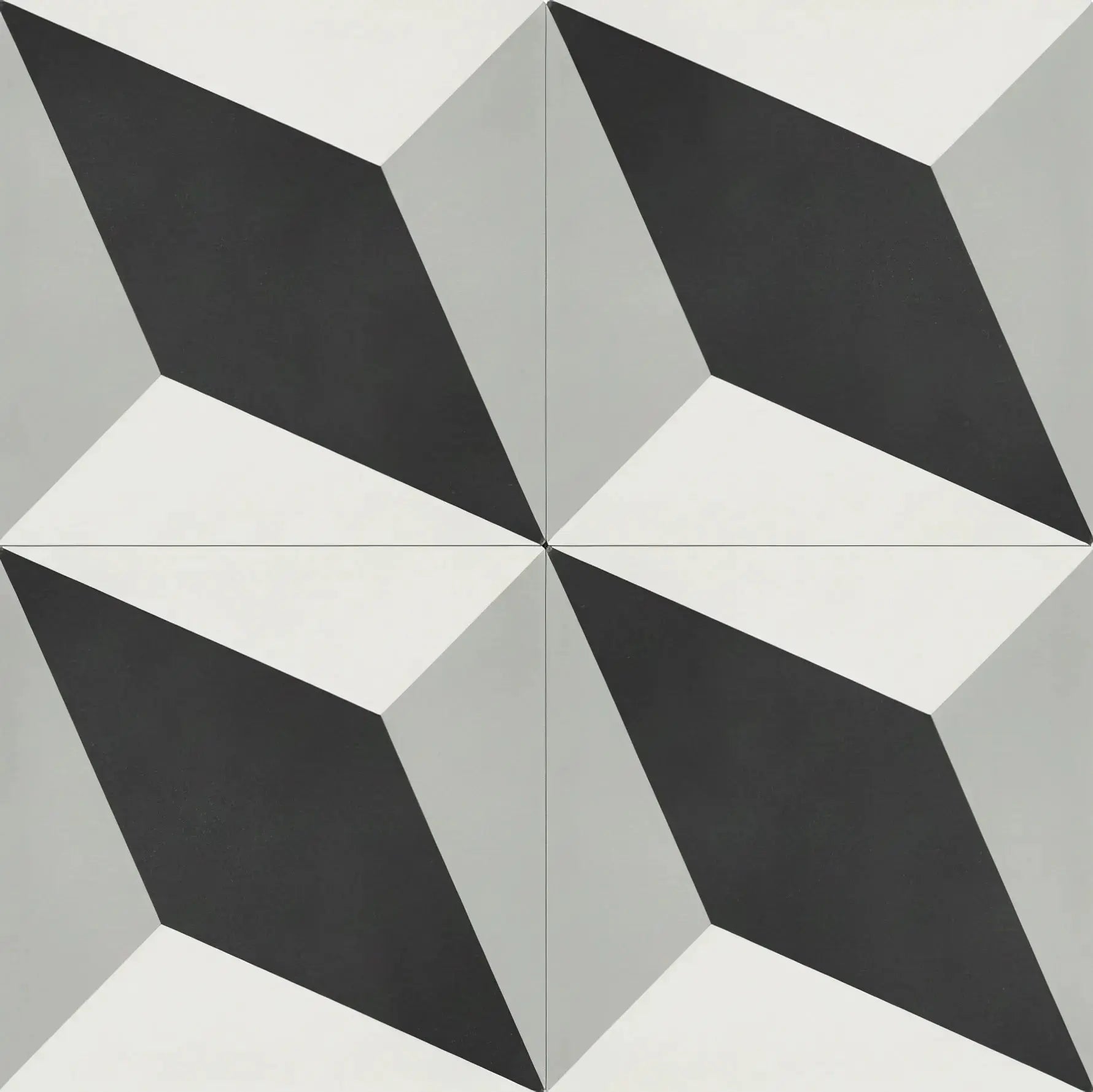 Carreaux de ciment véritables - Motif cube gris Minéral pierre naturelle