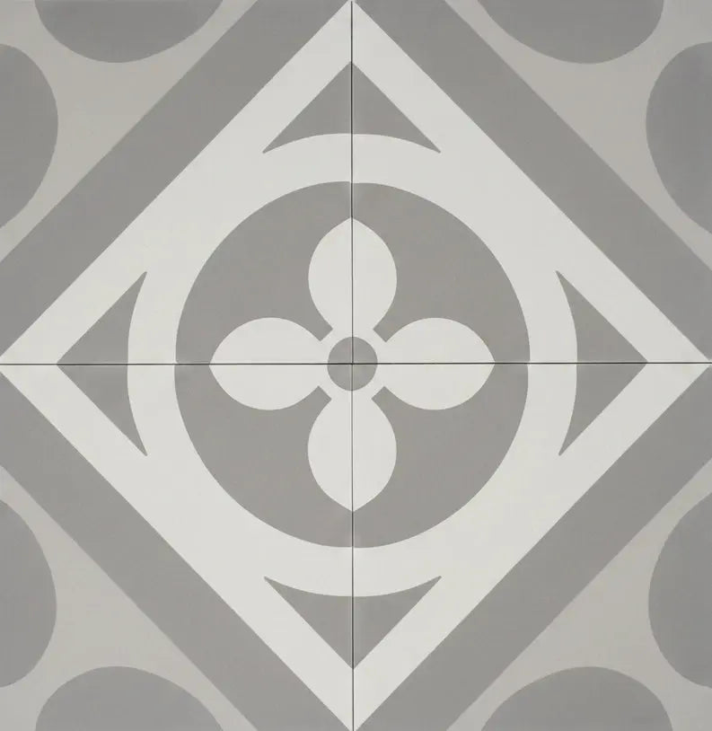 Carreaux de ciment véritables - Motif gris blanc Minéral pierre naturelle