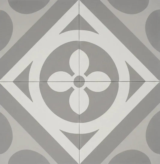 Carreaux de ciment véritables - Motif gris blanc Minéral pierre naturelle