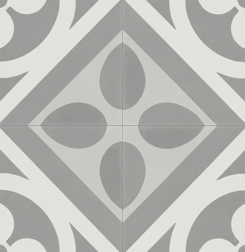 Carreaux de ciment véritables - Motif gris blanc Minéral pierre naturelle