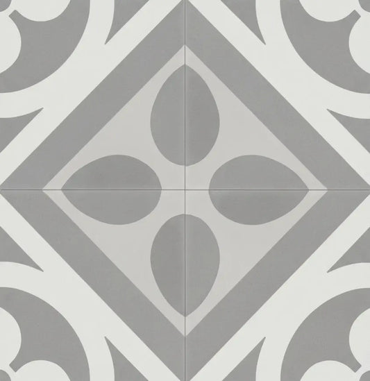Carreaux de ciment véritables - Motif gris blanc Minéral pierre naturelle