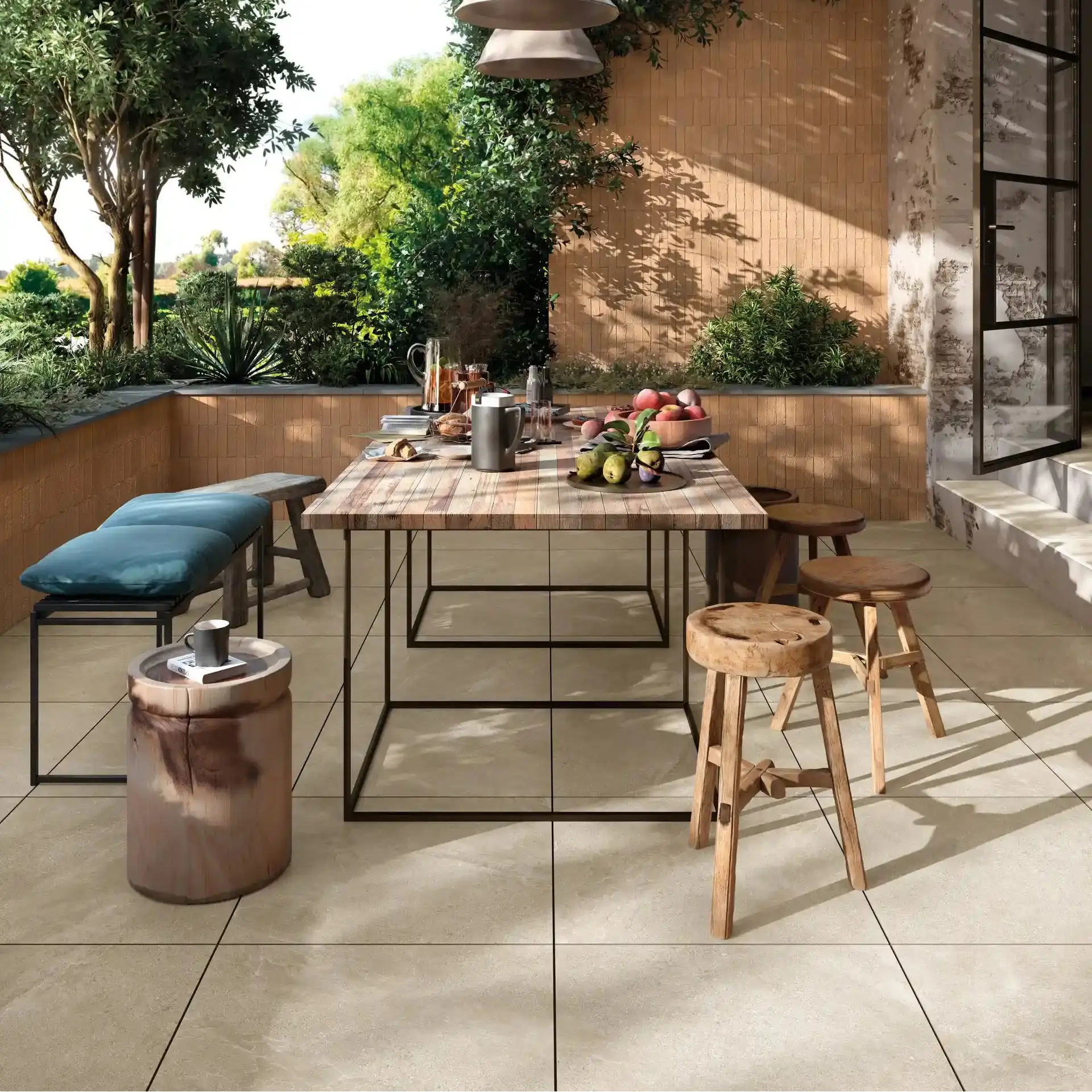 Carrelage extérieur effet pierre MONTEREY - 2 cm Minéral pierre naturelle