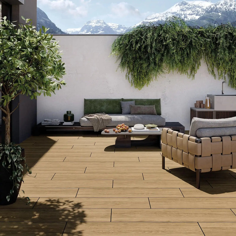 Carrelage extérieur effet bois PINO - 120 x 30 x 2 cm Minéral pierre naturelle