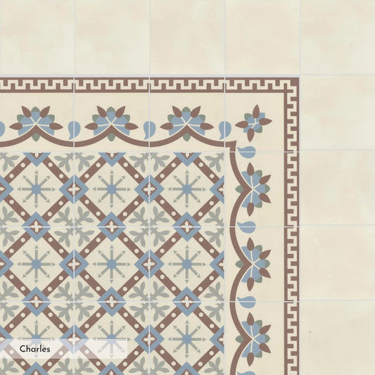 Carrelage effet carreau de ciment ancien CHARLES Minéral pierre naturelle