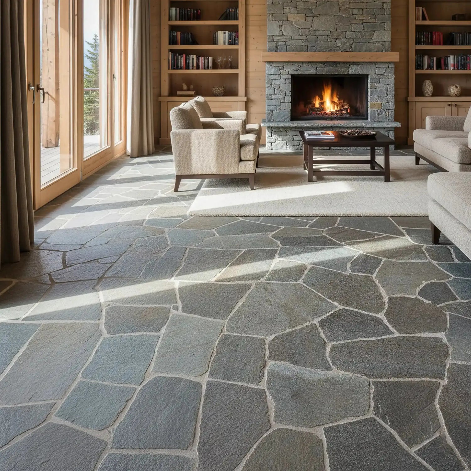 Opus incertum intérieur en QUARTZITE LUZERNE Minéral pierre naturelle