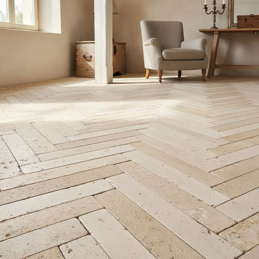 Dallage chevron en pierre calcaire ANTICA Minéral pierre naturelle