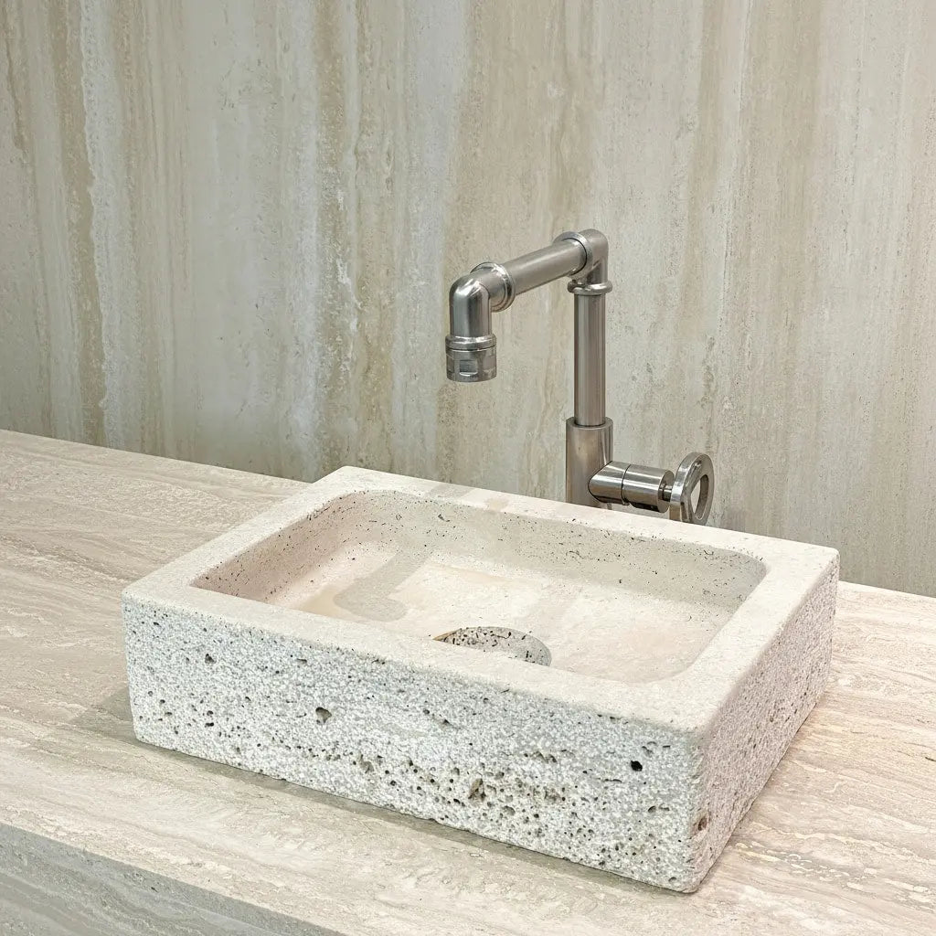 Vasque rectangulaire en TRAVERTIN ROMAIN