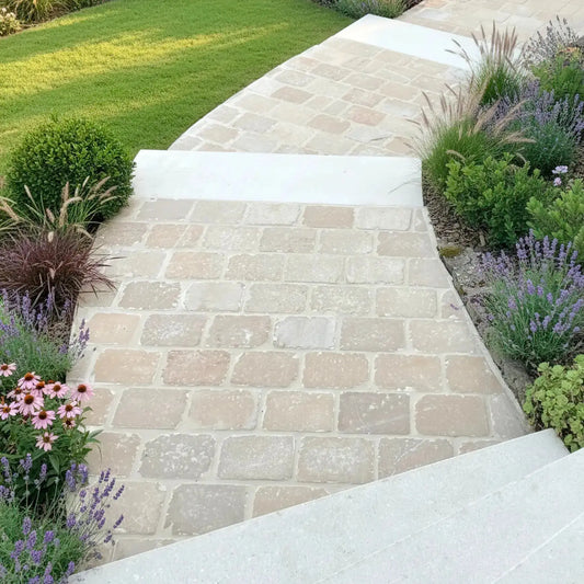 Pavé en pierre calcaire ALMENDRA BEIGE Minéral pierre naturelle