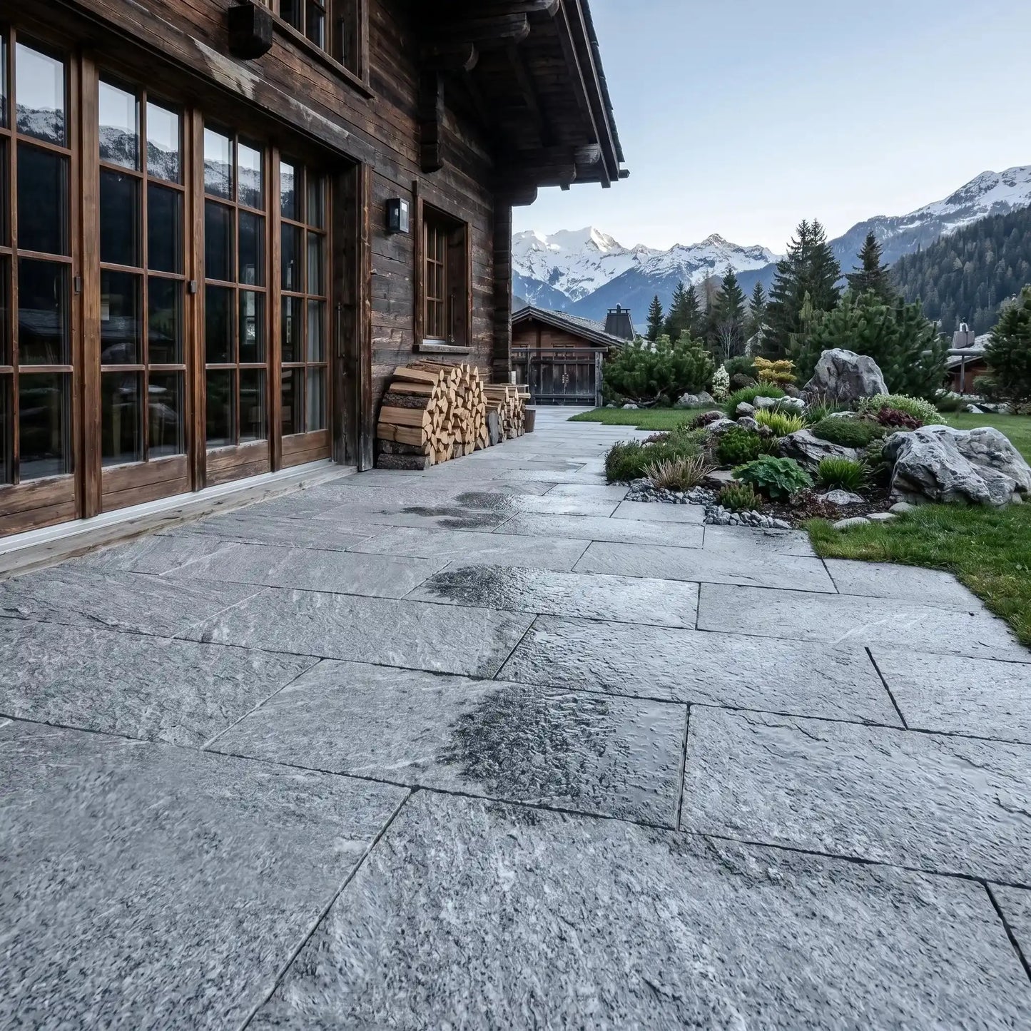 Dallage en Gneiss ALPINA WHITE Clivé Minéral pierre naturelle