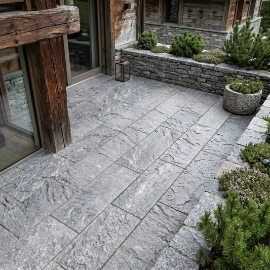 Dallage en Gneiss ALPINA WHITE Clivé Minéral pierre naturelle