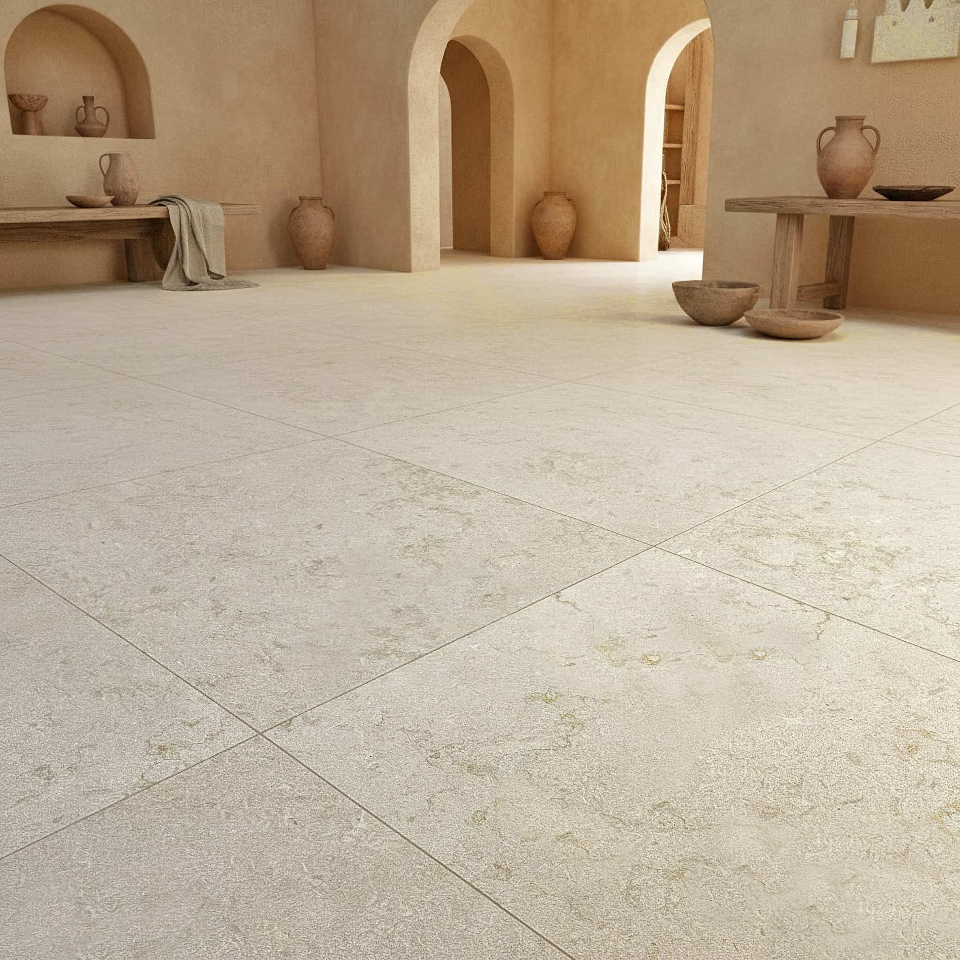 Dallage en calcaire BEIGE ROYAL Minéral pierre naturelle