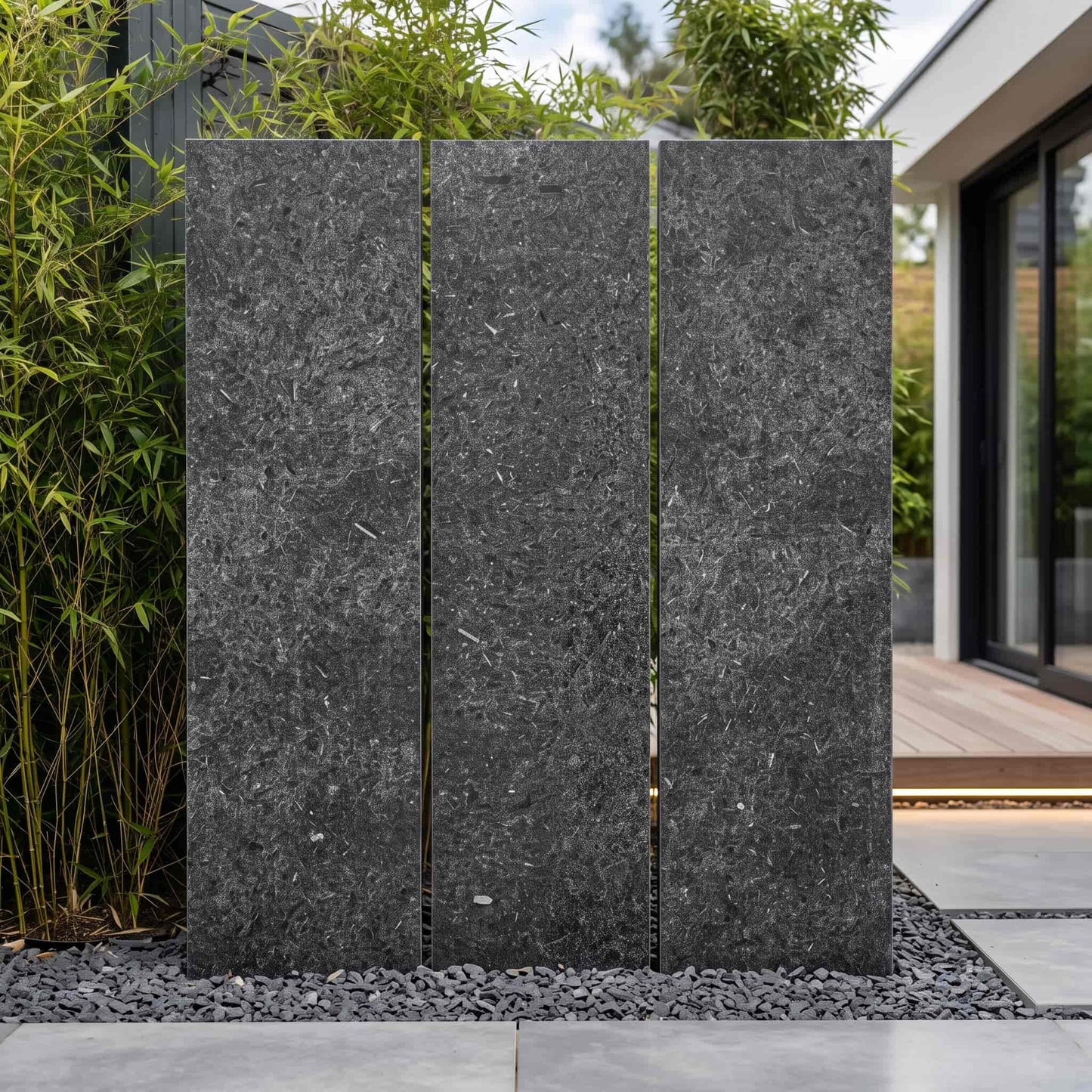 Brise vue en granit JADE BLACK Minéral pierre naturelle