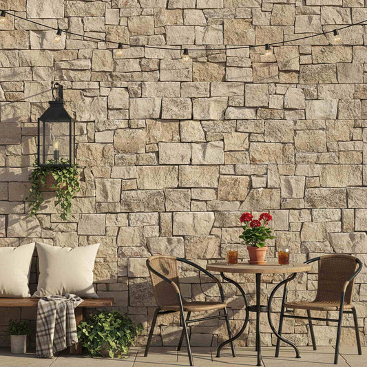 Parement ROCKLINE CALCAIRE BEIGE - Préassemblé Minéral pierre naturelle