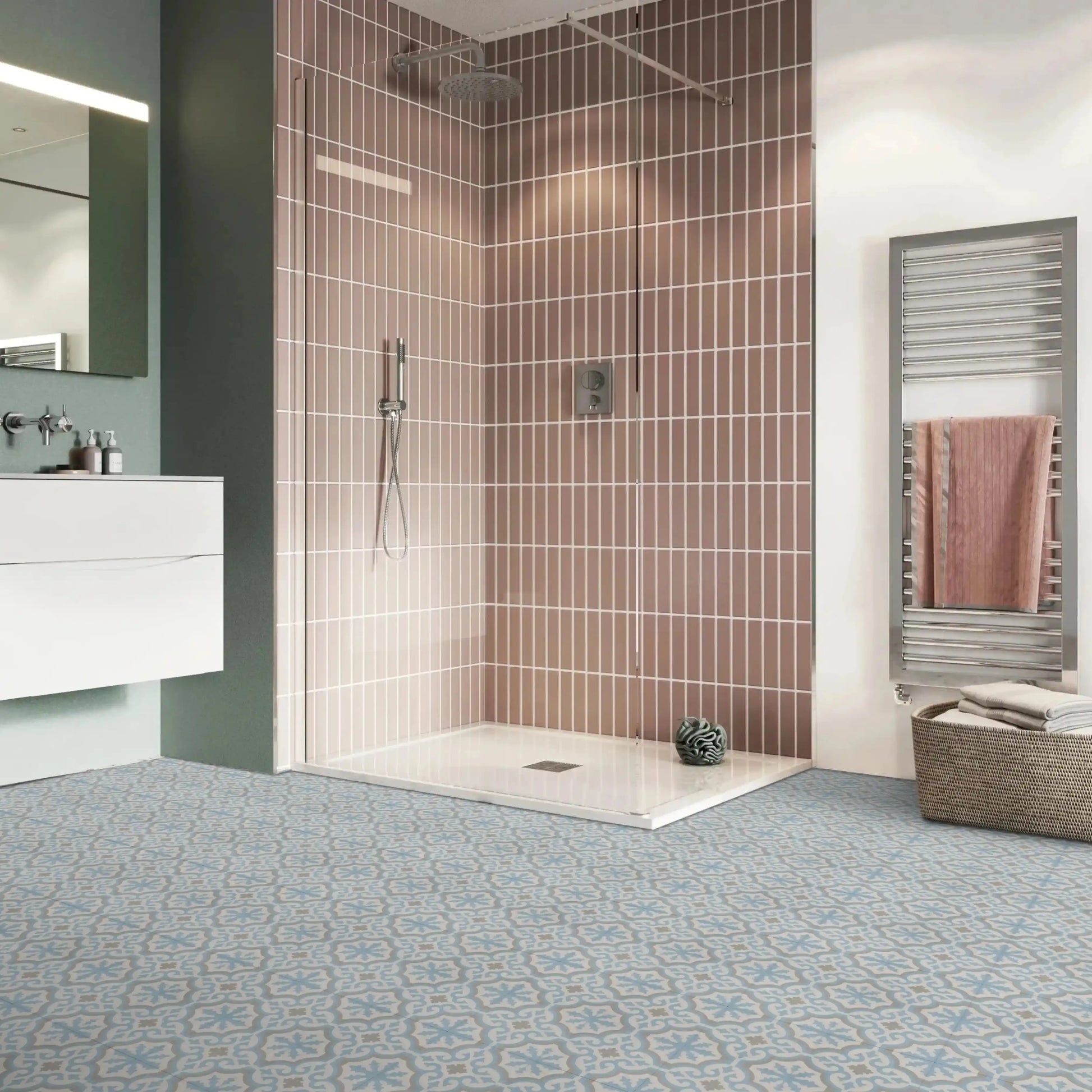 Carreaux de ciment véritables – Motif bleu Minéral pierre naturelle