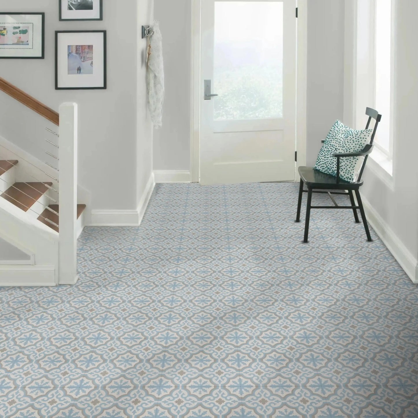 Carreaux de ciment véritables – Motif bleu Minéral pierre naturelle