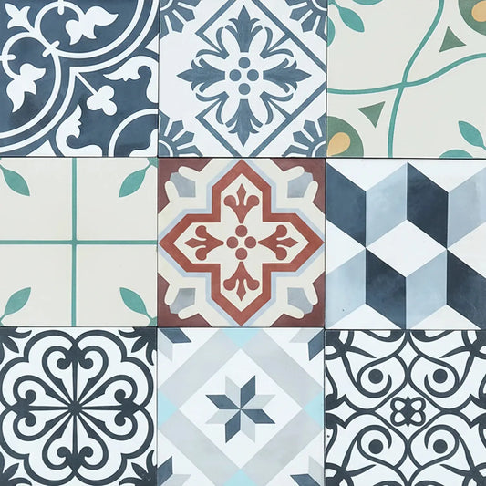 Carreaux de ciment véritables - Patchwork coloré Minéral pierre naturelle