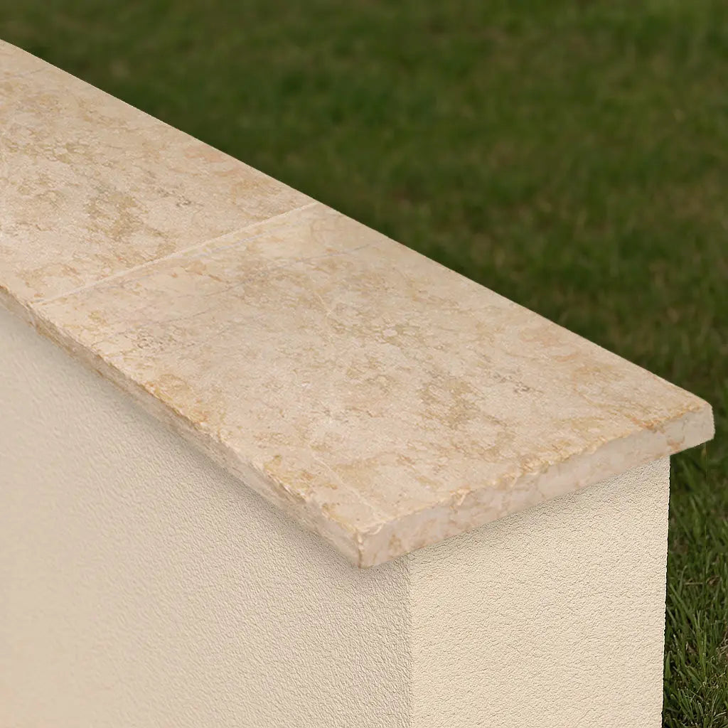Bordure Murale En Pierre Naturelle Calcaire - Blanc Crème - 305x48x25 Mm - Mosaik-Netzwerk