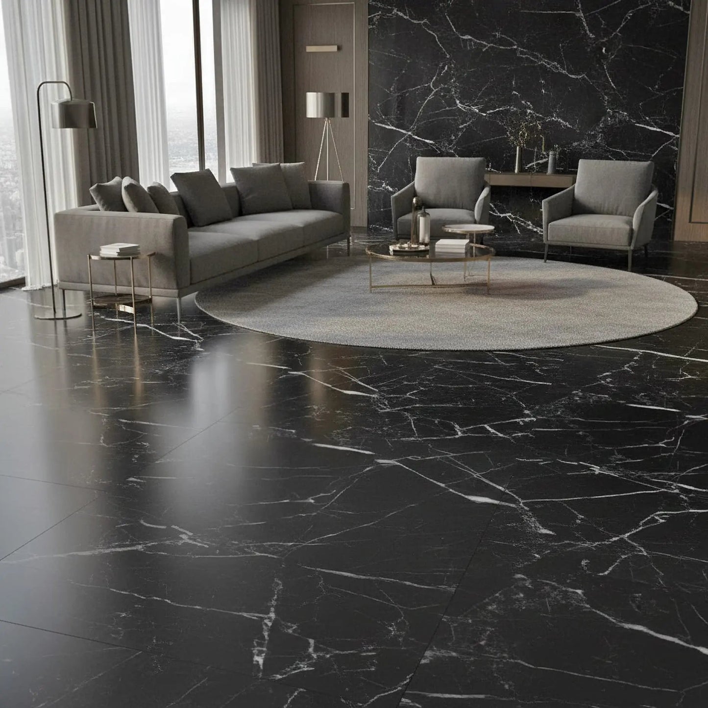 Dallage en marbre NOIR MARQUINA