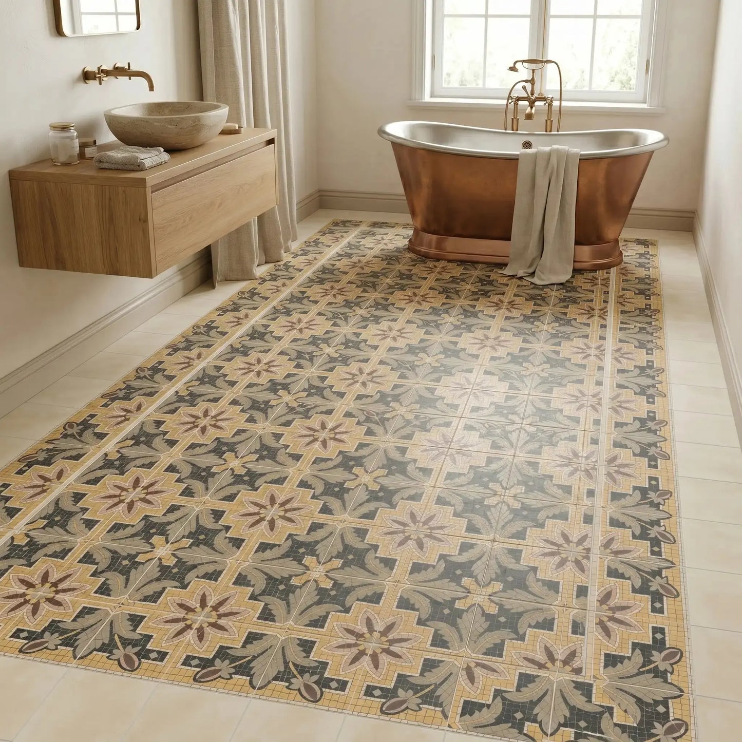 Carrelage effet carreau de ciment ancien OCTAVIE Minéral pierre naturelle