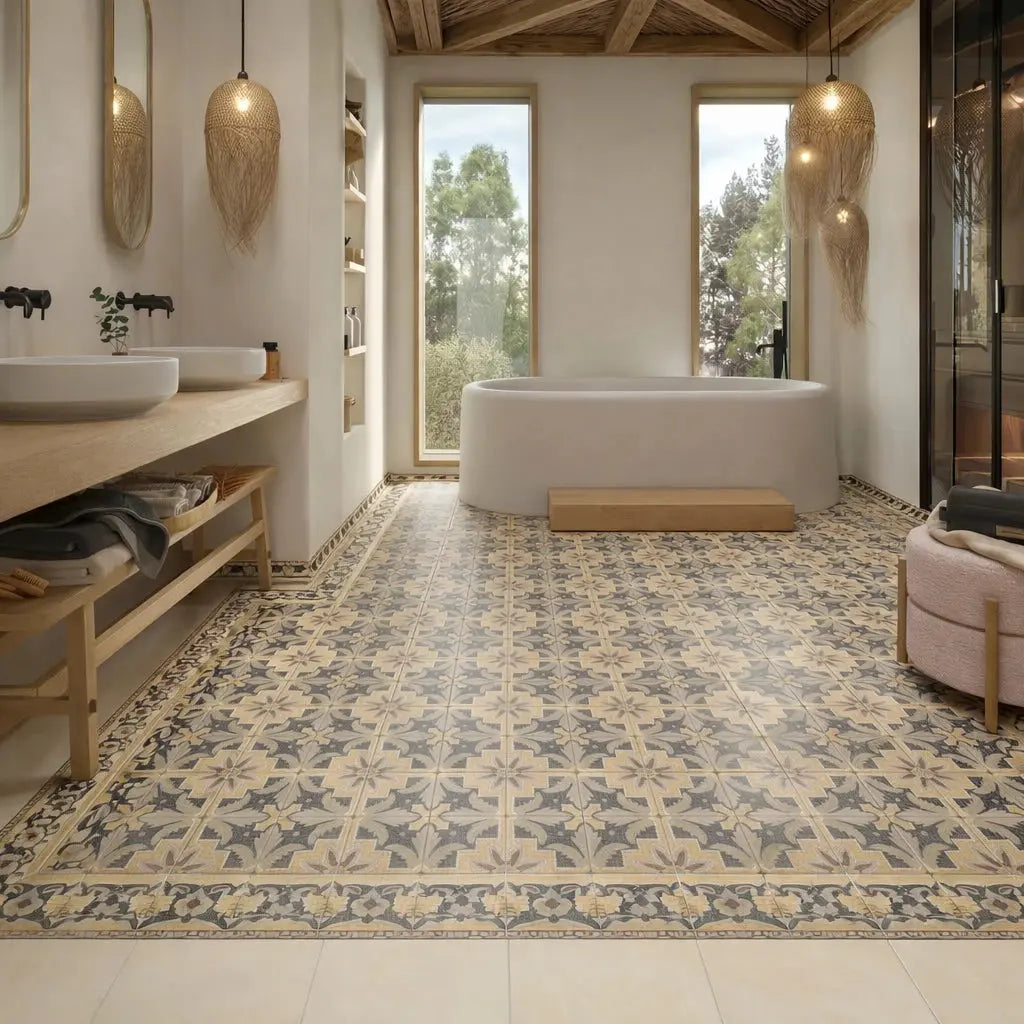 Carrelage effet carreau de ciment ancien OCTAVIE Minéral pierre naturelle